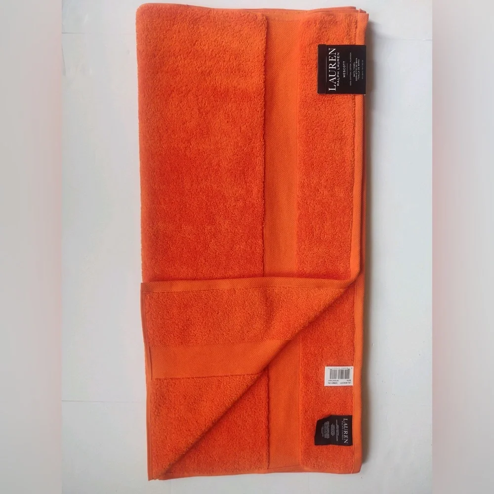 🎁8PC LAUREN Ralph Lauren Wescott Bath Towel Set - Summer Orange Cotton Towels